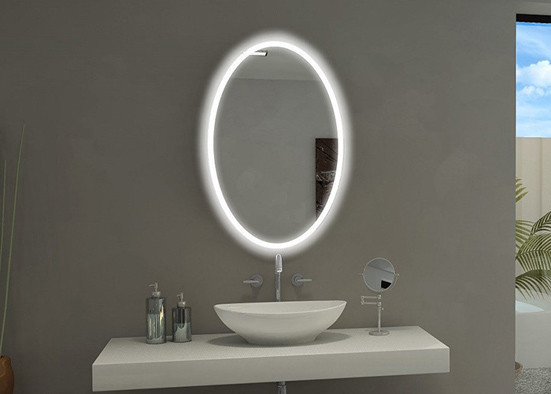 An der Wand befestigter Badezimmer-Spiegel Smarts LED/ovale Badezimmer